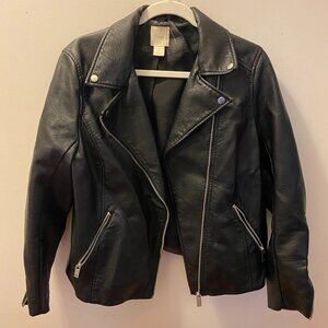 H&M Black Biker Faux Leather Jacket